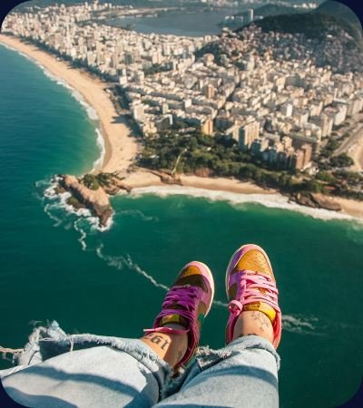Passageira em voo panorâmico sobre o Rio